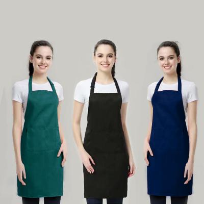 China Wholesale Custom T/C Cotton Sanitary Twill Promotional Kitchen Bib Aprons With Pockets Durable for sale