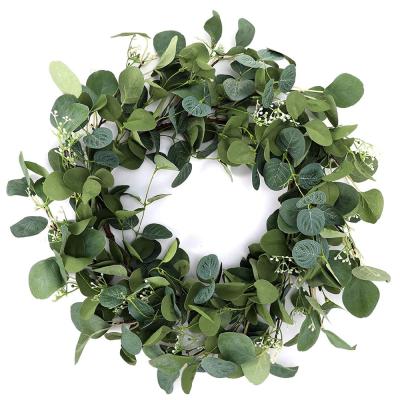 China Cheap Durable Easy To Install Artificial Mini Christmas Green Leaf Eucalyptus Wreath for sale