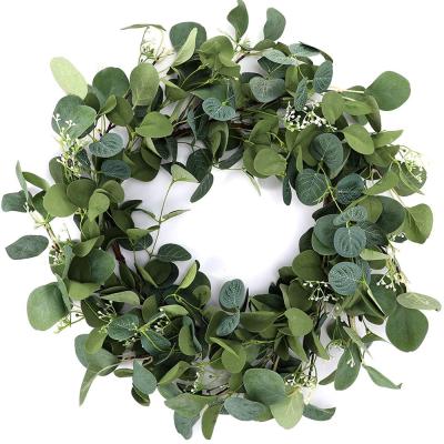 China Factory Price Sustainable Autumn Green Leaf Eucalyptus Artificial Garland for Home Decorations for sale