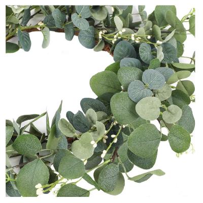 China Durable Cheap Modern Make Beautiful Home Christmas Eucalyptus Green Leaf Artificial Wreath for sale