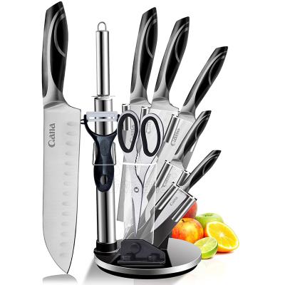 China Free Sample QANA Viable Factory Wholesale Damascus Kitchen Knife Set Japanese Stainless Steel Chef Cooking Knife With Scissors Peeler for sale