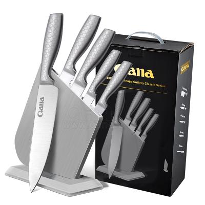 China Free Sample QANA Viable Factory Wholesale OEM Japanese Damascus Steel Knife Cooking Knife Stainless Kitchen Knives With Stand Block for sale