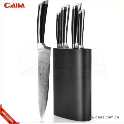 China NEW Design High Quality FREE SAMPLE 6pcs Damascus Stainless Steel Kitchen Knife Disposable Set With WOODEN Block for sale