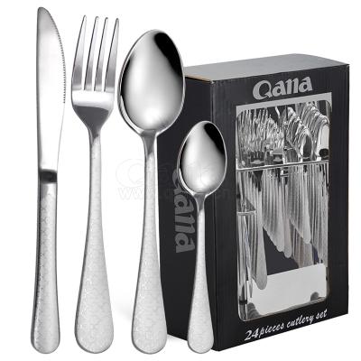 China QANA Factory Wholesale OEM China Manufacturer Sustainable Dinner Party Luxury Cutlery Set Stainless Steel Flatware Dinnerware Knife and Fork for sale