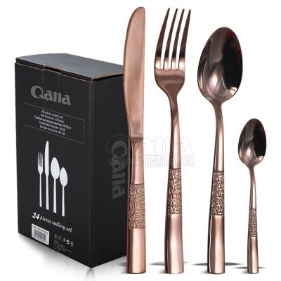 China QANA Factory Wholesale OEM China Manufacturer Stocked Dinner Party Luxury Cutlery Set Stainless Steel Flatware Dinnerware Knife and Fork for sale