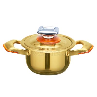 China Viable QANA factory wholesale OEM EUROPE SINGLE STAINLESS STEEL stick induction COOKWARE non COOKING GOLDEN POT soup stock pot utensils for sale