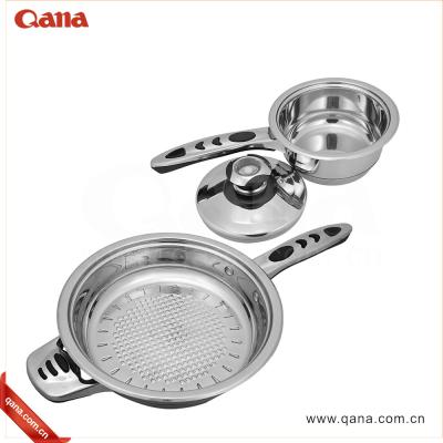 China QANA Factory Wholesale Stocked OEM 19 Pcs Induction Thermometer Knob Stainless Steel Stick Cookware Stylish Set No for sale