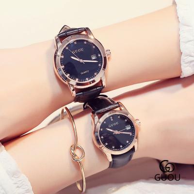 China 2021GUOU fashion lover leather belt watch simple casual date ladies quartz watch for sale