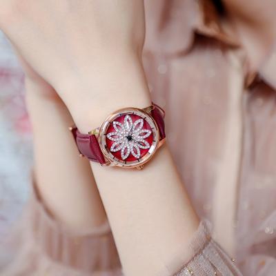 China GUOU Creativity Fashion Dial Belt Rotating Ladies Watches Luxury Quartz Watches Women Wrist for sale