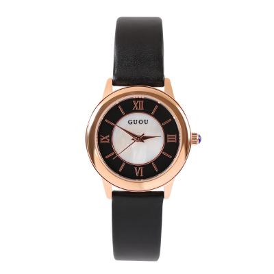 China Hot Sale GUOU Ladies Wrist Watch Leather Strap Minimalist Minimalist Watch Relogio Feminino In Quartz Watches for sale