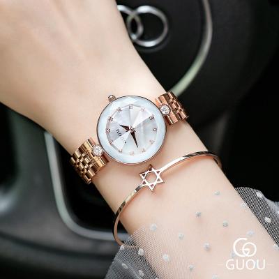 China Starry Sky Watch GUOU Shape Diamond Women Waterproof Quartz Steel Band Watch for sale