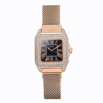 China New Design Mesh Strap Quartz Watch Women's Diamond-studded Roman Magnet Watch Waterproof Starry Ladies Watch for sale