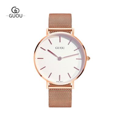 China New Lover's GUOU Stainless Steel Watch For Lover Fashion Women Minimalist Wrist QuartzWatch for sale