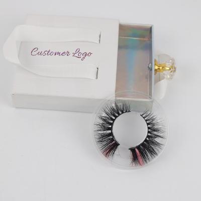 China Hot Sale Natural Long Part Lashes Handmade Fake Colored 3D Lashes Mix Color 100% Real Mink Cruelty Free Mink Lashes With Color At End for sale