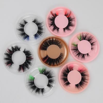 China Long Hot Natural 3D 6D Color Mink End Lashes Sell Mink Fluffy Eye Lash Strip Wholesale Natural Russian Colored Makeup Cosplay Eyelash Pink End for sale