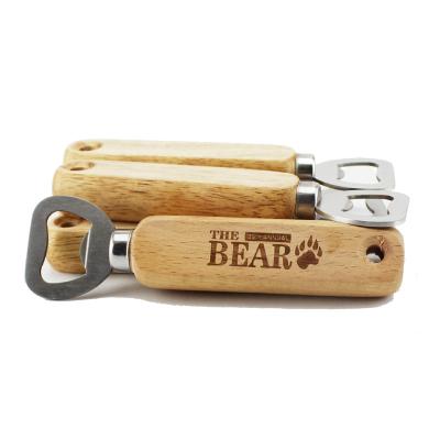 China Viable Ready To Ship Factory Wholesale Wooden Oak Handle Stainless Steel Handle Beer Bottle Opener for sale