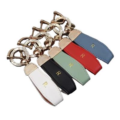 China Promotion Gift Key Chain Customized Logo Bulk Luxury Genuine High Quality Leather Vegan Leather Key Chain With Diamond for sale