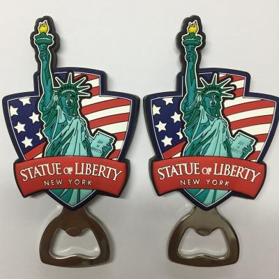 China Customized Viable Liberty High Class Design 3D PVC Bottle Opener Souvenir Metal Bottle Opener Statue for sale