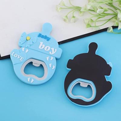 China Viable Factory Price PVC Beer Bottle Opener Fridge Magnet For Boy Baby Shower Souvenirs Gifts for sale