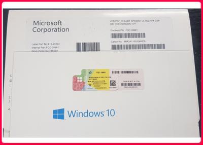 China Spanish Versionwindows 10 Pro Retail Product Key 64Bit For PC FQC - 08981 for sale