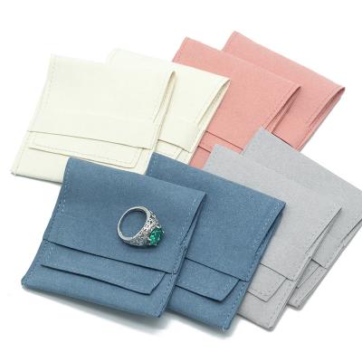 China Durable Eco-friendly Custom Size Color And Logo Printed Small Envelope Flap Jewelery Package Pouch Microfiber Jewelry Bag for sale