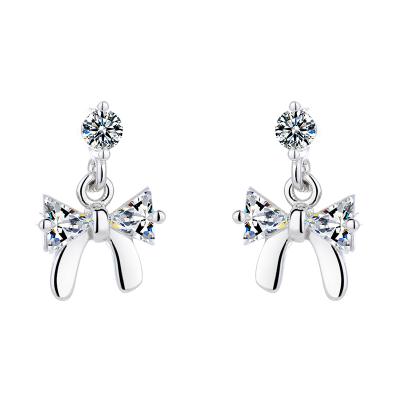 China Long color keeping stylish bow earrings Korean fashion S925 sterling silver fashionable earrings for sale