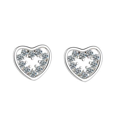 China Long color keeping elegant lover earrings female silver zircon s925 heart earrings for sale