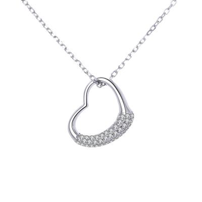 China Long Color Keeping Love S925 Silver Necklace Sweet Fashion Encrusted Diamond Heart Necklace for sale