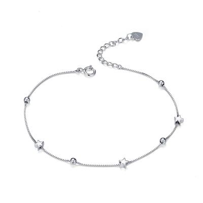 China Long Color Keeping Simple Star Ball Bracelet Platinum Plated S925 Sterling Silver Plated Bracelet for sale