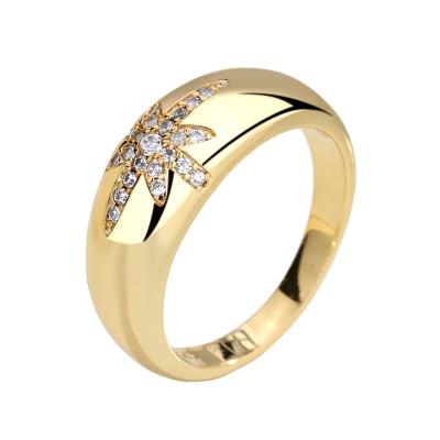 China Long Color Keeping Fashion Gold Plated Handmade Tasty Star Zircon Seal Copper Alloy Rings For Women for sale