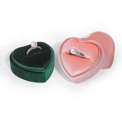 China Custom Made Heart Shaped Eco-friendly Durable Velvet Jewelry Engagement Ring Box Earring Costume Jewelry Gift Packaging Box for sale