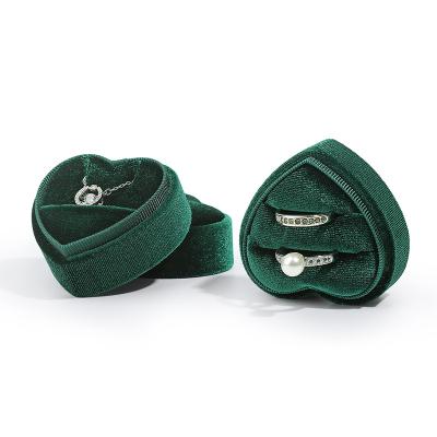 China Durable Eco-friendly Luxurious Velvet Heart Tastefully Shape Jewelry Gift Box For Ring Necklace Package for sale