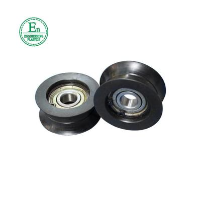 China Mechanical structures and spare parts high heat deflection pulley pulley pa6 nylon pulley High hardness plastic low power low friction for sale