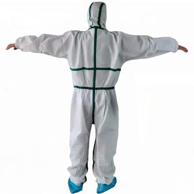 China Unform 3Q medical hot sale white high quality facemask zipper with hood coverall for sale