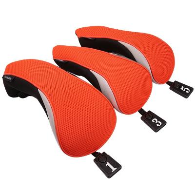 China 3PCS Golf Orange Wood Cover #1 3 5 Conductor Fairway Wood Net Soft Mesh Cover Wood Cover for sale