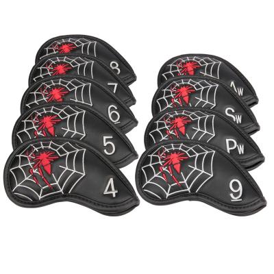 China Black Spider 9PCS/Set Golf Builder Iron Head Cover Iron Cover 4 5 6 7 8 9 P S A Iron Cover Iron Cover for sale