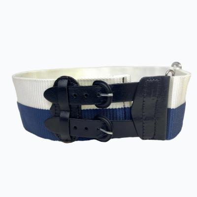 China Military Exercise BSCI 75mm Military Army Stable Belt with Polyester Webbing and Cow Leather Tip for sale