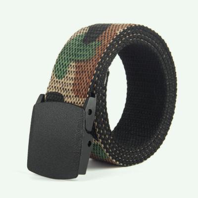 China BSCI Eco-friendly Classic Popular Classic Custom Camouflage Printed Canvas Web Belt With Nylon Buckle for sale