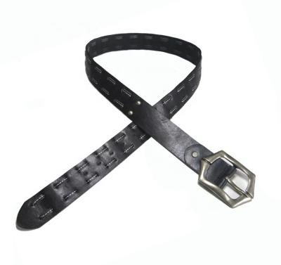 China Hot Sale Classic Casual Wholesale Fashion Belts Leisure Edge Fashion Buckle Black White Black White Knitted Leather Belt for sale