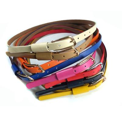 China Factory Classic Casual Colorful Thin Artificial Varnish Belts Leisure Lady Women Girl PU Leather Belt for sale