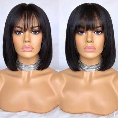 China Aosun Silky Straight Wave Hair Can Be Dyed Cheap Non To Lace Short Hair Wigs, Wholesale Short Straight/Curly Bob Wig With Bangs for sale