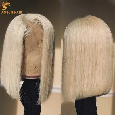 China #613 Blonde Wigs Good Quality Platinum Blonde Short Lead Hair Brazilian Wigs,Short Bob Lace Front Wig for sale