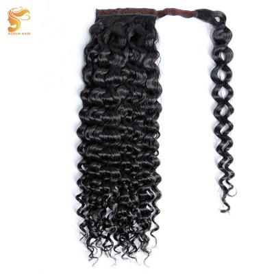 China Hair Clip Ponytail On Afro Kinky Curly Ponytail Extension Hair, Ponytail Ribbon Hair, Clip In Ponytail 100% Raw Indian Hair for sale