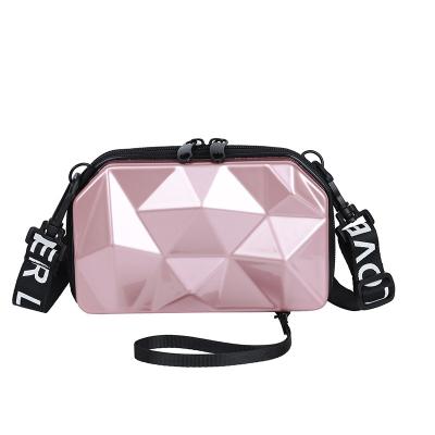 China Lady Diamond Print Cosmetic Bag Mini Wash Bag Small PC Waterproo Body Box Hot-selling Cross Bag for sale