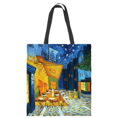 China Wholesale 2021 Vintage New Vintage Van Gogh Starry Sky Oil Painting Tote Bag Ladies Canvas Bag Beach Bags for sale