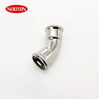 China SS316L Stainless Steel M Type Press Plumbing Pipe Fitting 45 Degree Elbow for sale