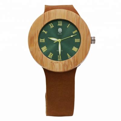 China Wholesale Automatic Date Watch Strap Leather Waterproof Bamboo Wrist Watch for sale