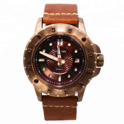 China 2018 Automatic Date OEM Luxury Double Dial Dive Bronze Watch for sale