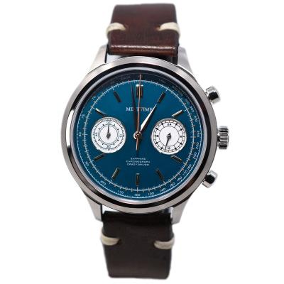 China Genuine Leather Strap Stainless Steel Case Chronograph Wristwatch For Business Man for sale