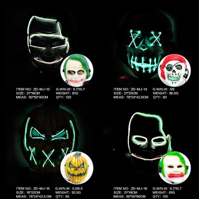 China Festival Designer Full Face Halloween Led Party Masks Shape PVC Dizital Masquerade Led Light Up Halloween Party Masks for sale